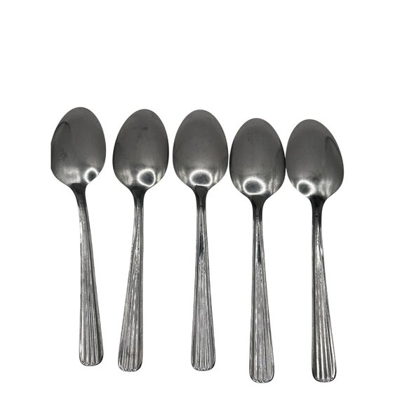 Set Of 5 Oneida Silver Fluted Rose Stainless Steel Tablespoons - Picture 5 of 5